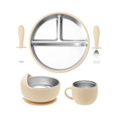 Imagem de Conjunto De Alimentação Para Bebês 5 Peças: Prato, Tigela, Garfo, Colh