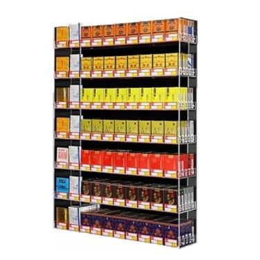 Imagem de Rack de exibição de cigarro de acrílico - organizador de bancada de varejo, suporte de caixa de fósforos de supermercado, vitrine de armário elegante (61,5 x 13 x 77 cm) para merchandising