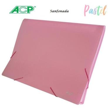 Imagem de Pasta Sanfonada A4 12 Divisórias Rosa Pastel 1727 ACP