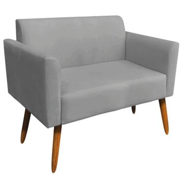 Imagem de Poltrona Namoradeira Pés Palito Madeira Suede Grafite