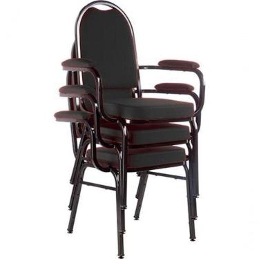 Imagem de Kit Com 3 Cadeiras Para Auditório Linha Hotel Preto.