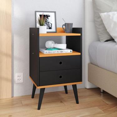 Imagem de Mesa de Cabeceira Moderna Mesinha Canto Quarto Apoio Cama 2 Gavetas e 