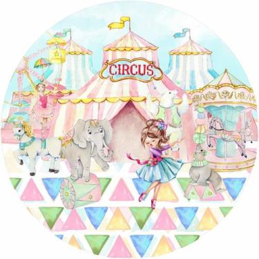 Imagem de Painel de Lona Redondo Circo Feliz Aquarela Grande Espetáculo - Fabrik