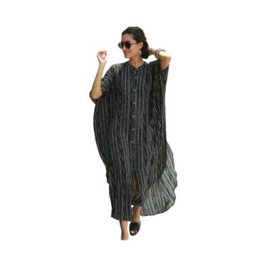 Imagem de Vestido Kaftan De Praia Com Botões Para Mulheres plus Size, Saída De P