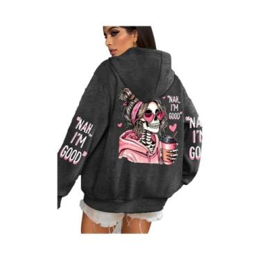 Imagem de Moletom Feminino Multicolorido Com Estampa Engraçada, Casual E Solto, 