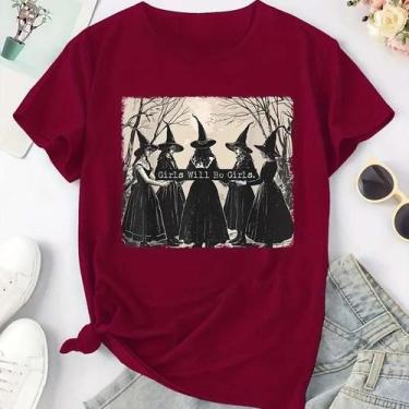 Imagem de Camisetas Esportivas Com Estampa De Bruxa Na Floresta Para Meninas, Pr