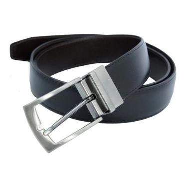 Imagem de Kit 2 Cintos Masculino Dupla Face Social Couro Eco Fivela Removível Co