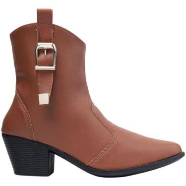 Imagem de Bota Texana Feminina CountryFivela Bico Fino com Cano Baixo Elegante C