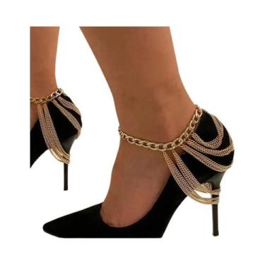 Imagem de Tornozeleiras Douradas Multicamadas Com Corrente De Borlas Para Mulher