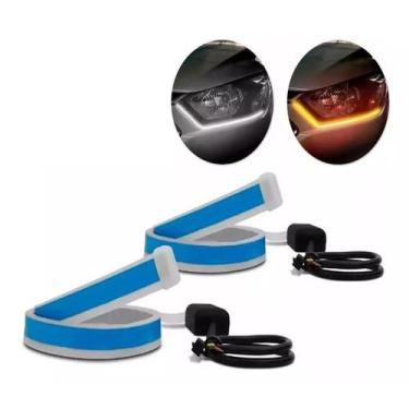 Imagem de Par Fita Farol Diurno LED DRL Branca e Seta Sequencial 60 cm - imp9353