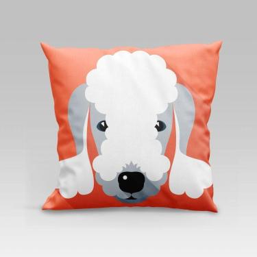 Imagem de Capa De Almofada Estampada Pet Dog Em Veludo Suede 45cm X 45cm - Decoração Raças Cachorros Cor Bedlington