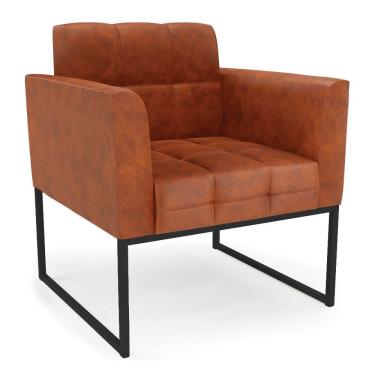 Imagem de Poltrona Elisa Corano Assento Encosto e Braços com Espuma D-23 Marrom Preto D'Rossi