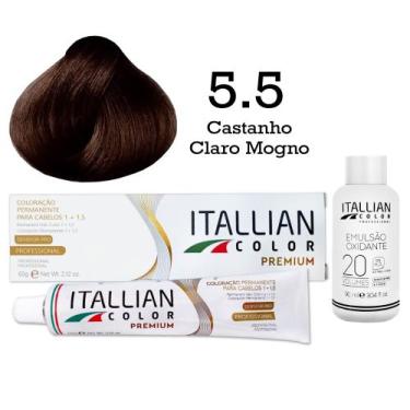 Imagem de Coloração 5.5 Castanho Claro Mogno + Oxi 20 Vol  Itallian Color - Ital