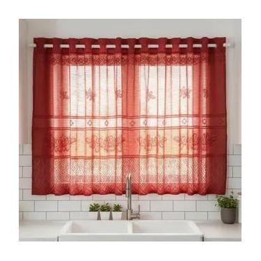 Imagem de Cortina Pia Balcão Banheiro Cozinha Renda Varias Estampas - Interlar, 
