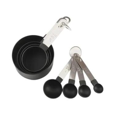 Imagem de Conjunto De Colheres E Copos Medidores De Aço Inoxidável 8 Peças Para 