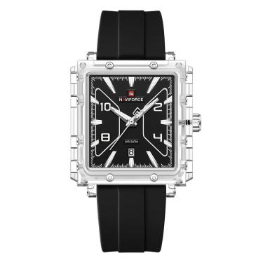 Imagem de relogio masculino design quadrado luminoso pulseira silicone