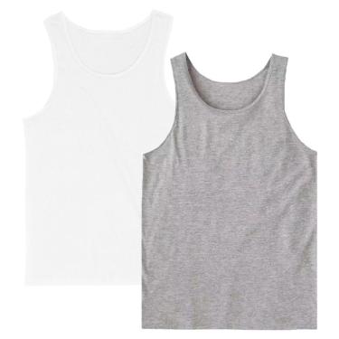 Imagem de Kit 2 Regata Masculina Camiseta Lisa Básica Algodão Regatas-Masculino