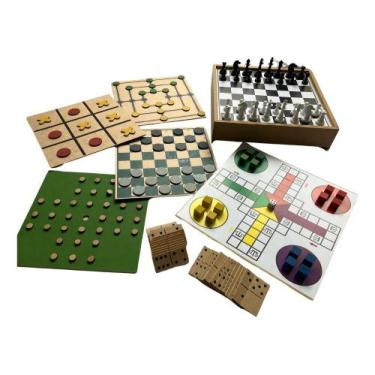 Imagem de Zaramela Brinquedos Jogo de Tabuleiro 7 em 1 Madeira e Plást - Congrat