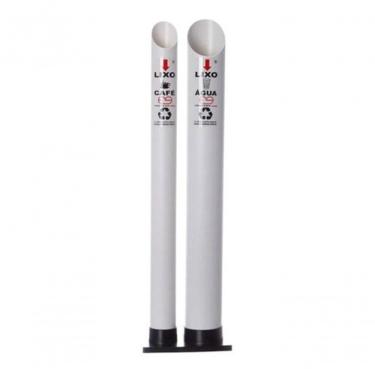 Imagem de Lixeira Tubo Dupla Dispensador de Copos Descartáveis para Água 180ML e 200ML e Café 50M...