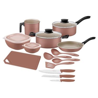 Imagem de Kit Cozinha Tramontina 14 Peças Em Alumínio Starflon Max Mocaccino