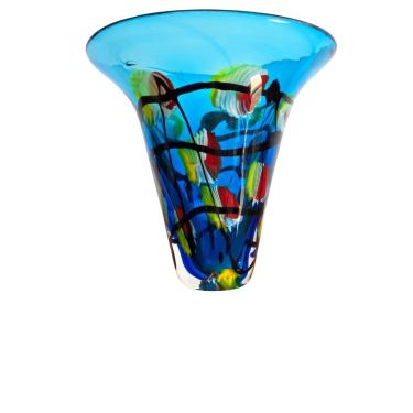 Imagem de Vaso Decorativo Vaso Azul - Vidro - Desenhos Cilíndrico 24CM X 12CM em Vidro Pesado Estável Azul