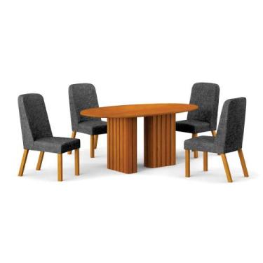 Imagem de Conjunto Sala de Jantar Ísis 135cm com 6 Cadeiras Tampo Orgânico s/ Vi
