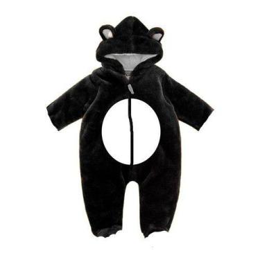 Imagem de Macacão Infantil Fantasia Parmalat Bebê Urso Panda, Preto, 8