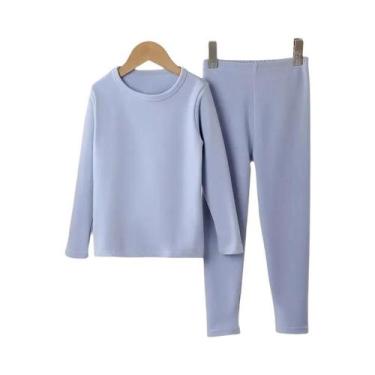 Imagem de Conjunto De Roupa Térmica Infantil 2 Peças Para Meninos, Suéter De Alg