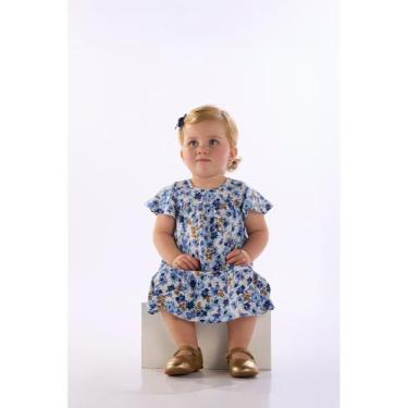 Imagem de Vestido Bebê Floral Cotton Recortes Quimby, Azul