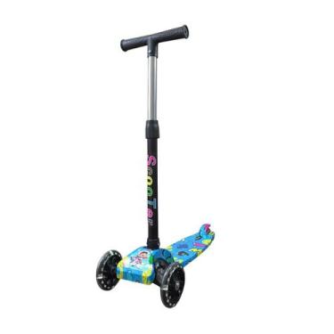 Imagem de Patinete Infantil Azul Menino Rodas LED Colorido Até 25kg  Ajuste 4 Al