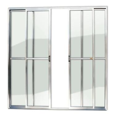 Imagem de Porta de Alumínio Balcão 210x200cm 4 Folhas com Vidro Liso Anodizado B