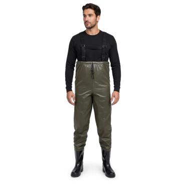 Imagem de Jardineira Macacão Impermeável com Botas Pescaria Vertice Tam. GGX