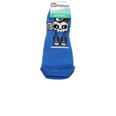 Imagem de Meia Infantil Winston Caveira 0400036-017 Azul, 32