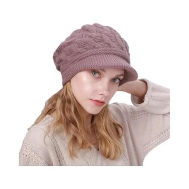 Imagem de Gorro De Lã Quente E Grosso Com Ponto Trançado, Pelúcia, Proteção Cont
