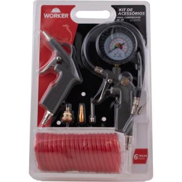 Imagem de Kit De Acessórios Para Compressor De Ar 6 Peças Worker