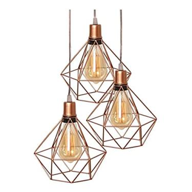 Imagem de Pendente Diamante Triplo Rose Gold Bocal C/Capa Fio Cristal