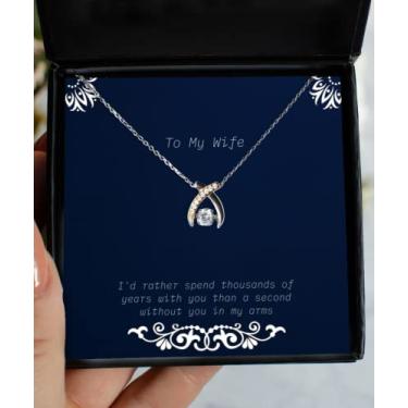 Imagem de SpreadPassion Presentes baratos para esposa, I'd Rather Spend Thousands of Years with You Than a, Useful Valentine's Day Dancing Necklace Gifts for Wife