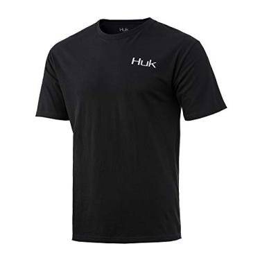 Imagem de Camiseta de manga curta com emblema camuflado da HUK, preta, média - H1000235-001-M