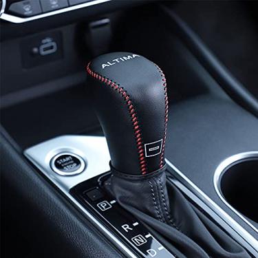 Imagem de XITER Capa para maçaneta de mudança de marchas de couro genuíno, acessórios para Nissan Altima 2019 2020 2021 (pontos vermelhos)