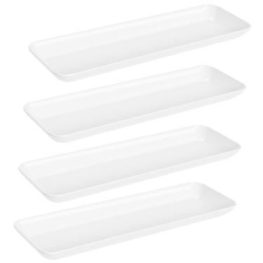 Imagem de Kit 4 Petisqueiras Retangulares Prato De Petisco Coza Grande Preto