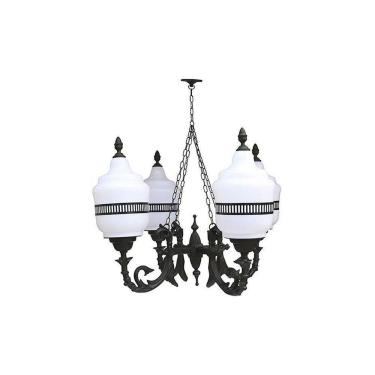 Imagem de Lustre Colonial Versailes com Corrente em Alumínio 04 Globos