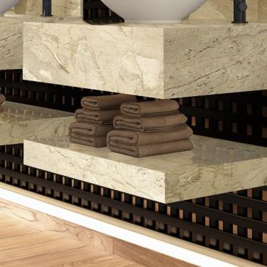 Imagem de Prateleira em Porcelanato Técnico Polido Para Banheiro 60cm Max Blu Travertino