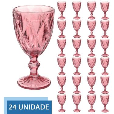 Imagem de Conjunto 24 Copos Lilás Taças Diamante Para Agua Vinho 300ml