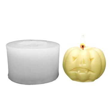 Imagem de vela silicone abóbora 3D para decoração Halloween, bolo mousse assar reutilizável 3D sabonete feito à mão, requintado vela caseira