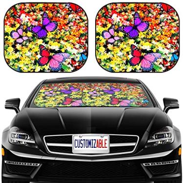 Imagem de MSD Para-sol de para-brisa de carro, ajuste universal, 2 peças para para-sol de janela de carro, capa protetora dobrável automotiva, ID da imagem: 31468226 borboleta
