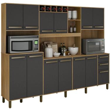 Imagem de Cozinha Valdemóveis Ágata 13 portas e 2 gavetas – Cinamomo/Grafite