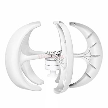 Imagem de Gerador de turbina eólica de 12V/24V/48V, 5000W com controlador 5 lâminas Gerador de turbinas eólicas vertical para projetos de casa ou rua (branca),24v