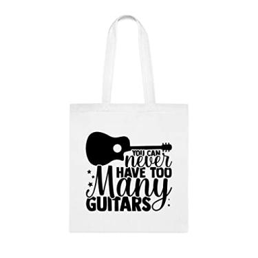 Imagem de Você nunca pode ter muitas guitarras, sacola divertida, bolsa de ombro, bolsas reutilizáveis, ideia de presente de cesta de Natal de aniversário, Branco