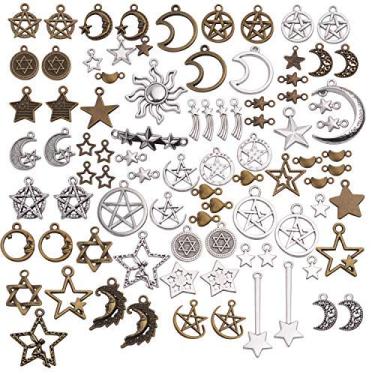 Imagem de Pingentes celestiais, pingentes mistos de estrela da lua do sol, pingentes, suprimentos de artesanato para brincos, pulseiras, colares, artesanato, fabricação de joias