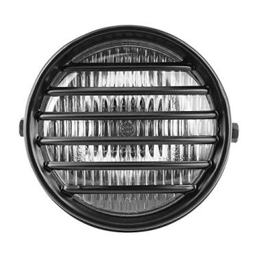 Imagem de Aramox Farol de motocicleta, tampa de lente redonda de grade de farol de 15 cm, lâmpada de halogêneo de 35 W (vidro transparente)